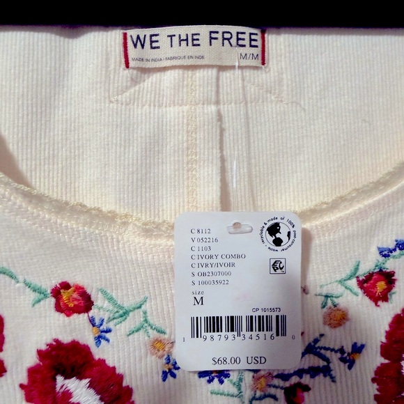 We The Free Floral Embroidered Tank Top - Cream and Red - Picture 2 of 3